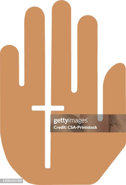hand and cross icon - pastor stock illustrations