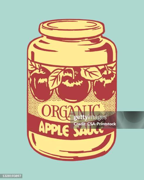 jar of apple sauce - lid stock illustrations stock illustrations