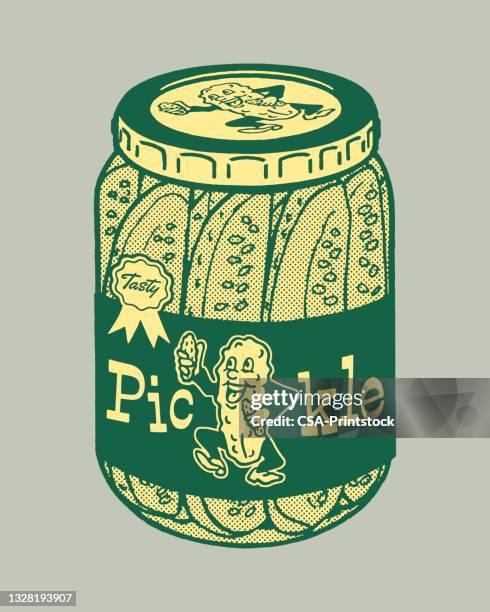 bildbanksillustrationer, clip art samt tecknat material och ikoner med jar of pickles - inlagd gurka