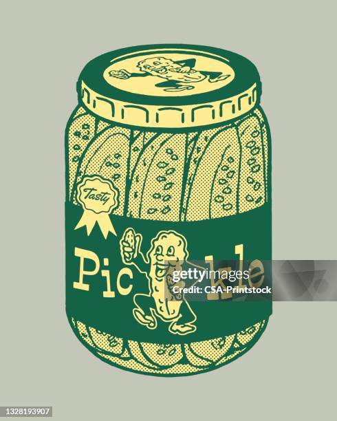 jar of pickles - gherkin stock illustrations
