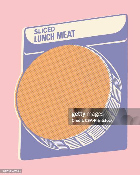 package of sliced lunch meat - baloney slice stock illustrations