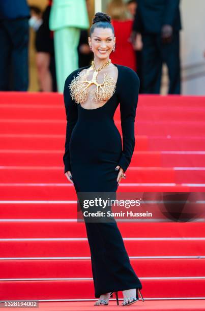 Bella Hadid attends the "Tre Piani " screening during the 74th annual Cannes Film Festival on July 11, 2021 in Cannes, France.