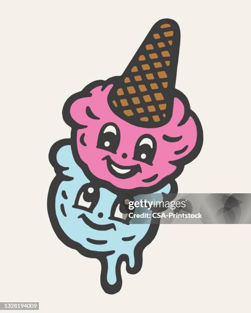 upside down ice cream cone - ice cream scoop stock illustrations