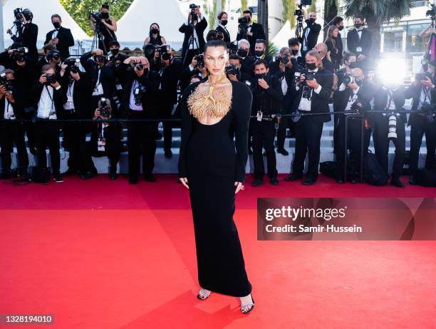 Bella Hadid attends the "Tre Piani " screening during the 74th annual Cannes Film Festival on July 11, 2021 in Cannes, France.