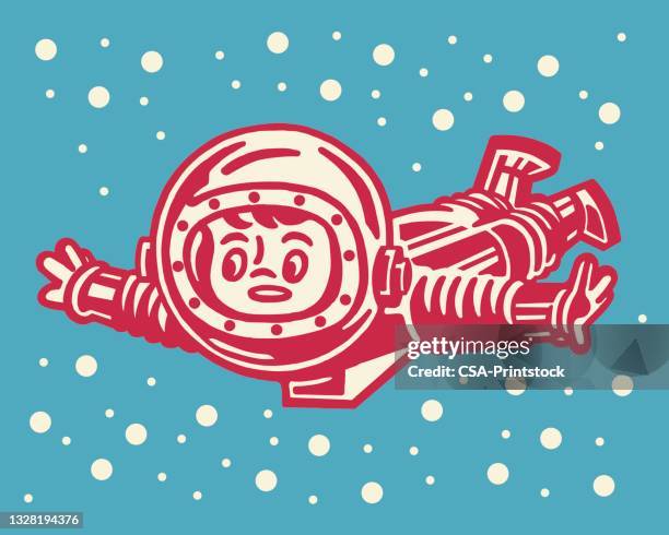 ilustrações de stock, clip art, desenhos animados e ícones de flying astronaut boy - astronaut