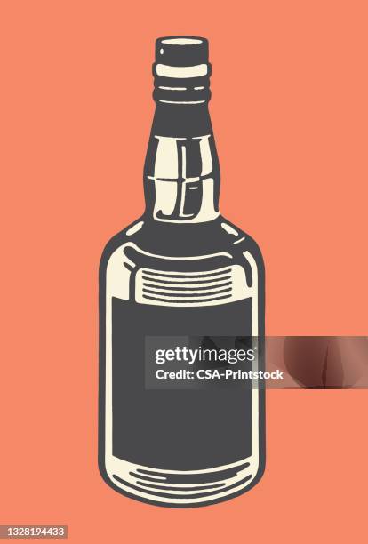 ilustraciones, imágenes clip art, dibujos animados e iconos de stock de botella de licor - whisky