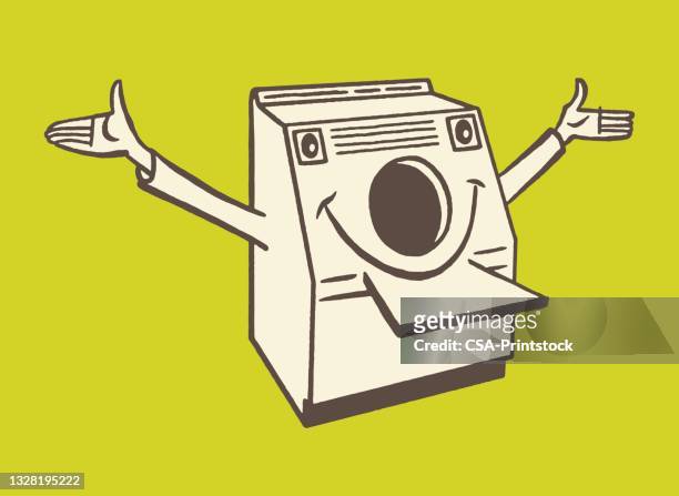 clothes drier - launderette stock illustrations