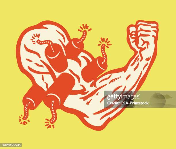 stockillustraties, clipart, cartoons en iconen met firecracker biceps - macho