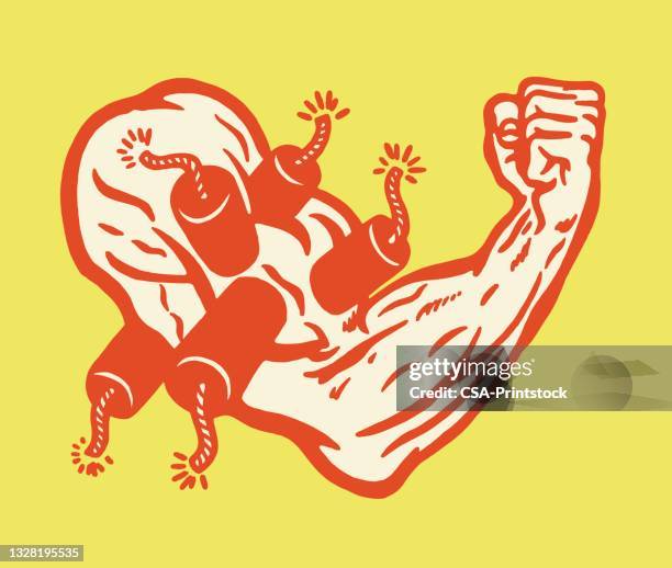 ilustrações de stock, clip art, desenhos animados e ícones de firecracker biceps - masculinidade