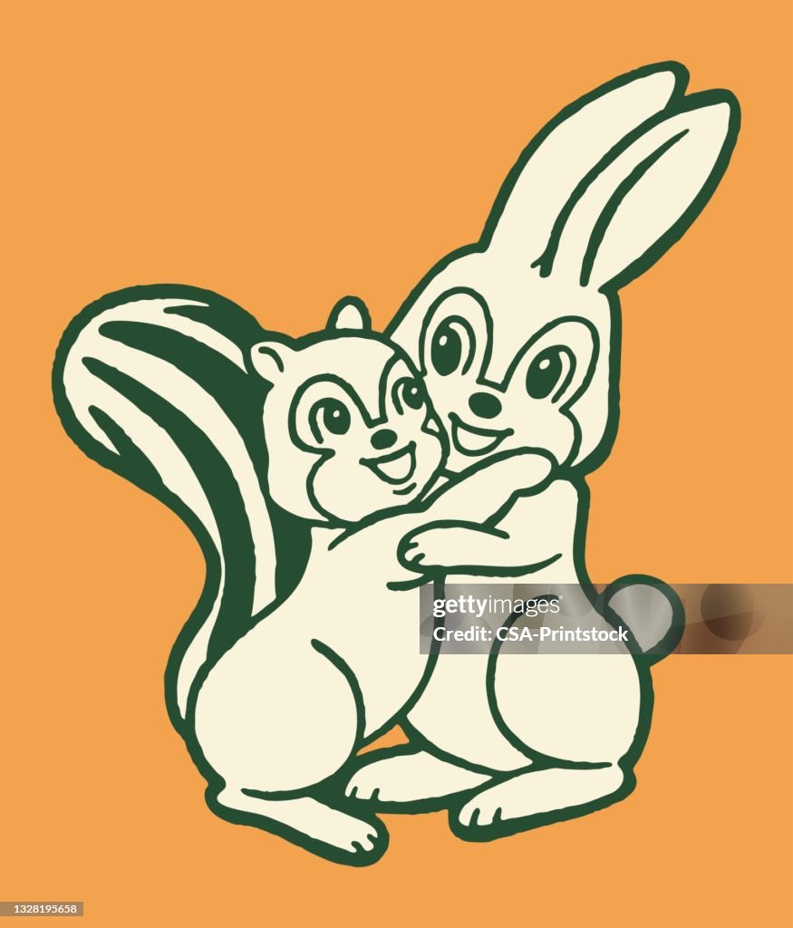Chipmonk Rabbit Mix Rabbit And Chipmunk Hugging High-Res Vector Graphic - Getty Images