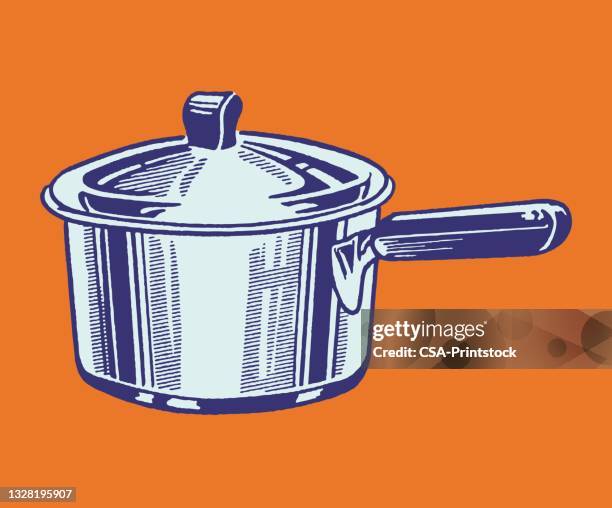 pot with lid - kitsch kitchen stock illustrations