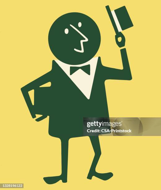man tipping his hat - formal stock illustrations