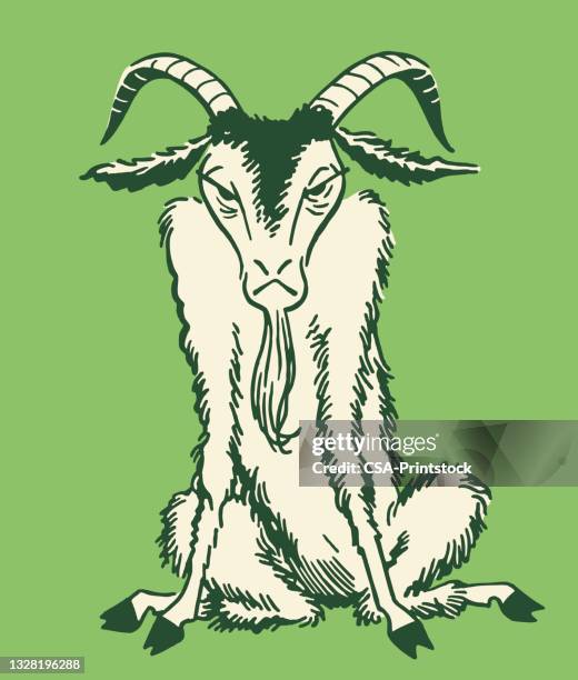 bildbanksillustrationer, clip art samt tecknat material och ikoner med old goat with horns - horned