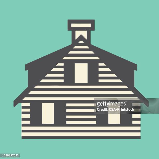 exterior of house - log cabin logo stock illustrations