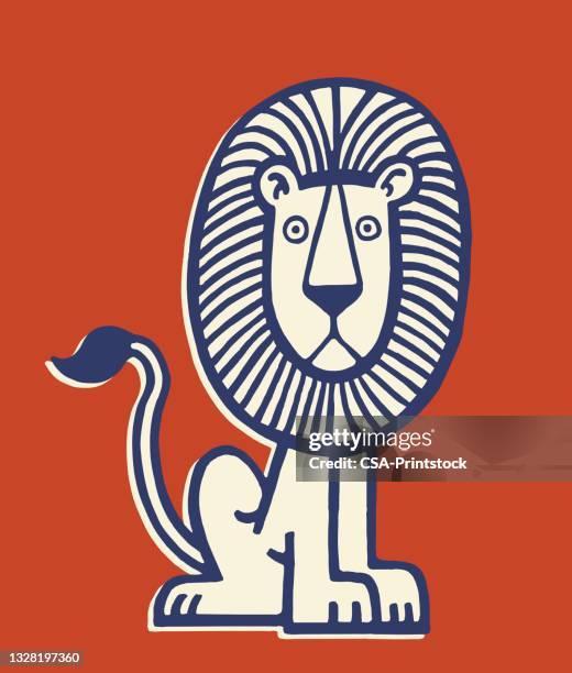 lion - cat line drawing stock illustrations