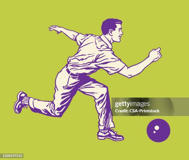 stockillustraties, clipart, cartoons en iconen met man bowling - bowlen