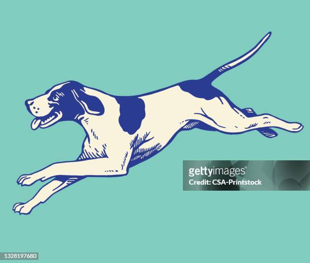 走っている犬 - hound点のイラスト素材／クリップアート素材／マンガ素材／アイコン素材