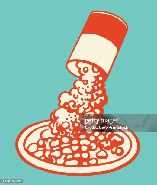 canned food - baked beans stock illustrations