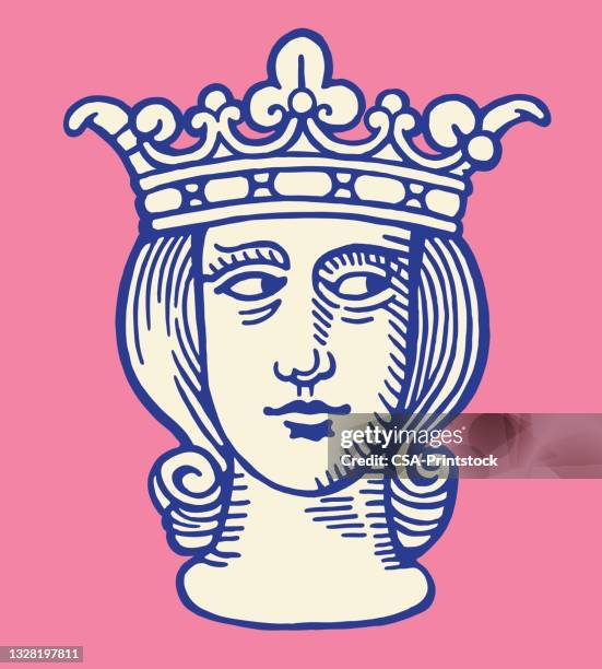 illustrazioni stock, clip art, cartoni animati e icone di tendenza di regina dall'aspetto laterale - ritratto