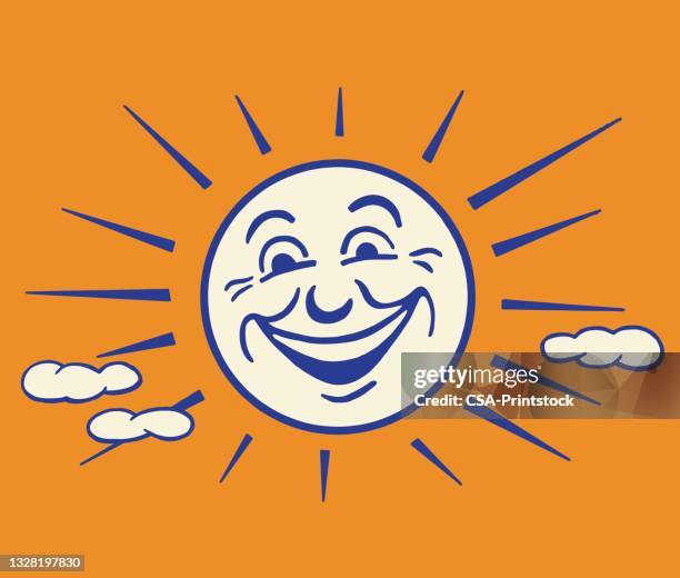 stockillustraties, clipart, cartoons en iconen met happy sunshine - face happy sun