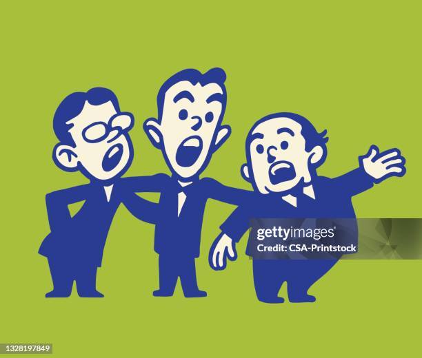 stockillustraties, clipart, cartoons en iconen met three singers - man singing