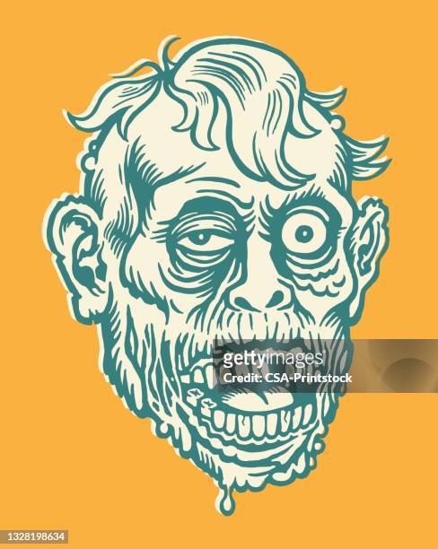 ilustrações de stock, clip art, desenhos animados e ícones de zombie face - fealdade