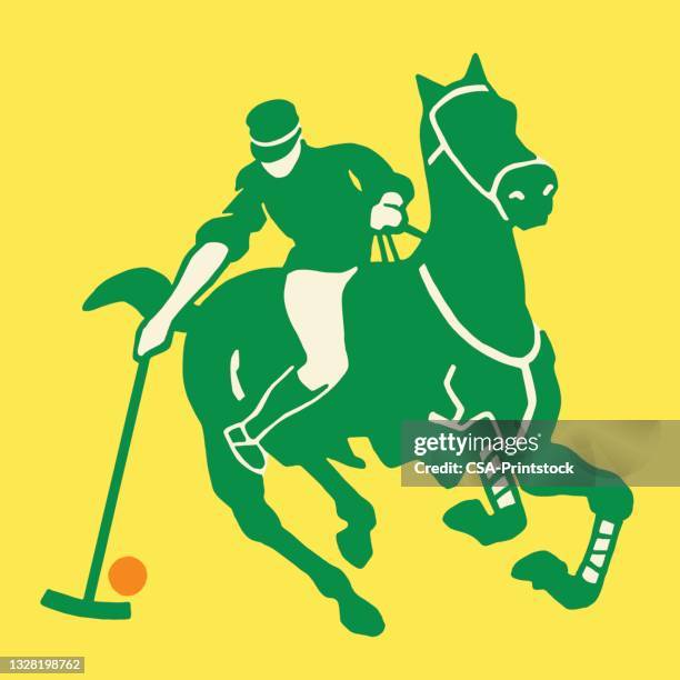 person playing polo - polo icon stock illustrations