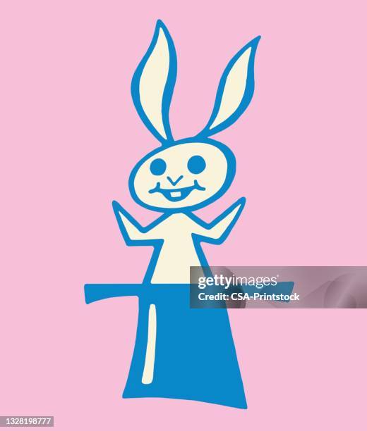 rabbit in a top hat - rabbit hat stock illustrations