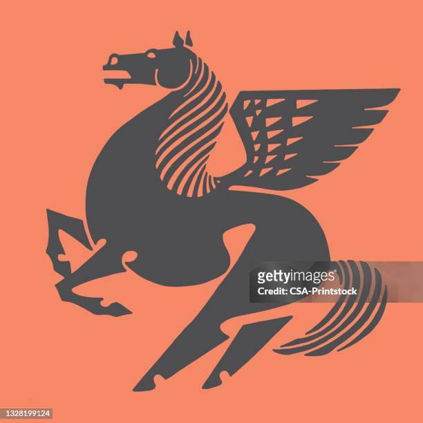winged horse - mythology stock illustrations
