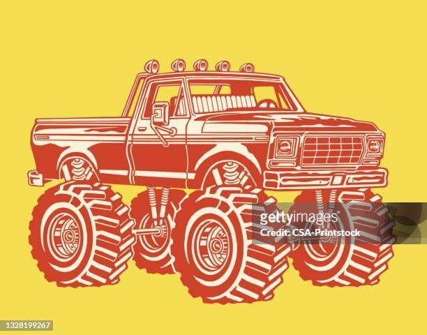 monster truck - monstertruck stock-grafiken, -clipart, -cartoons und -symbole