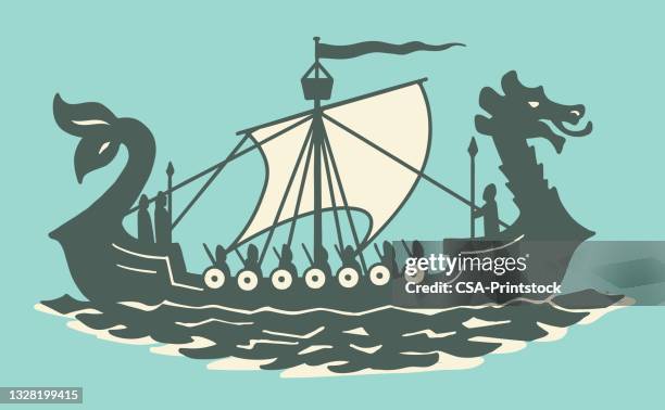 bildbanksillustrationer, clip art samt tecknat material och ikoner med viking ship - viking ship