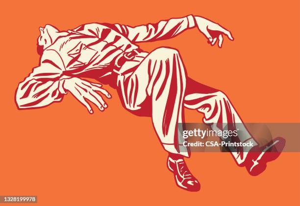man lying back - man orange background stock illustrations