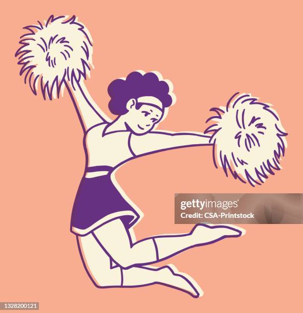 cheerleader - pom pom stock-grafiken, -clipart, -cartoons und -symbole