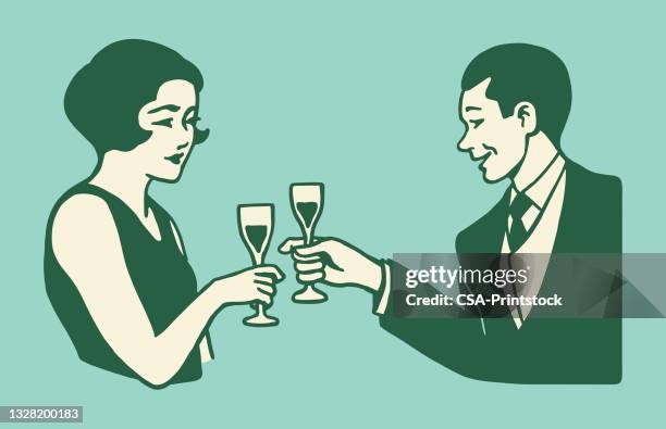 bildbanksillustrationer, clip art samt tecknat material och ikoner med couple drinking wine - health club