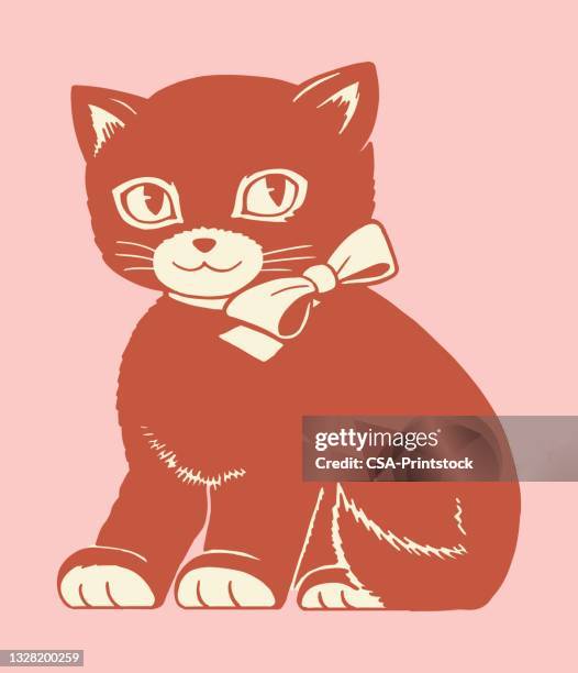 black kitten - cat kitsch stock illustrations