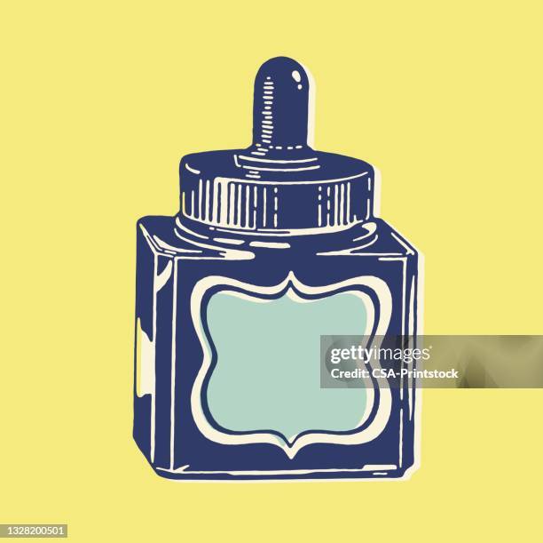 bottle of ink - ink well stock illustrations