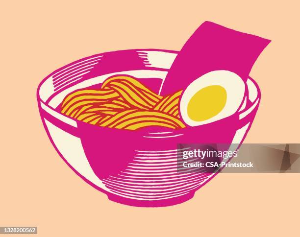 bowl of noodles - bowl of ramen stock illustrations