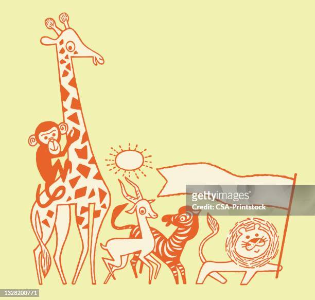 zoo animals - parad stock illustrations