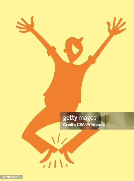 happy man clicking his heels - exhilaration stock illustrations