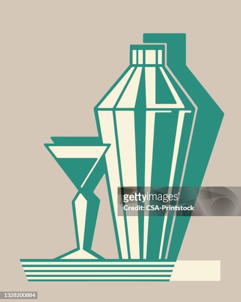 cocktail shaker and martini glass - cocktail shaker stock illustrations