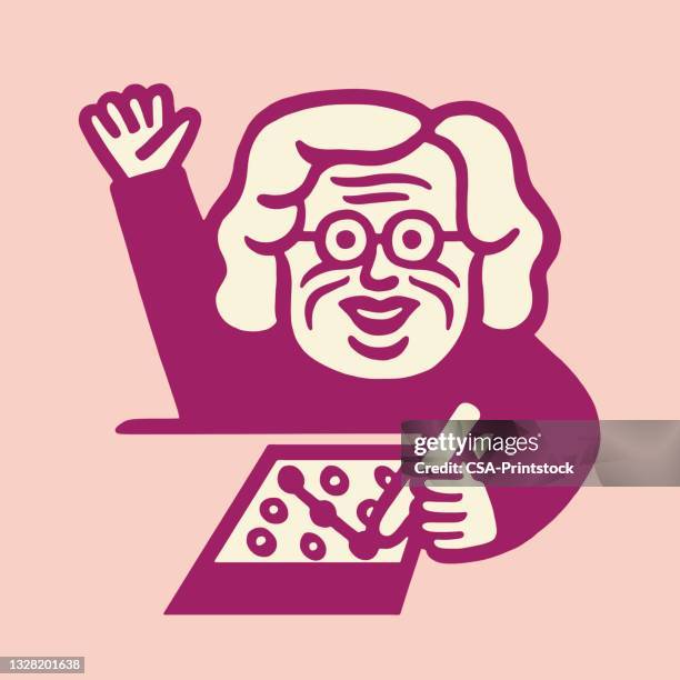 woman playing bingo - bingo stock illustrations