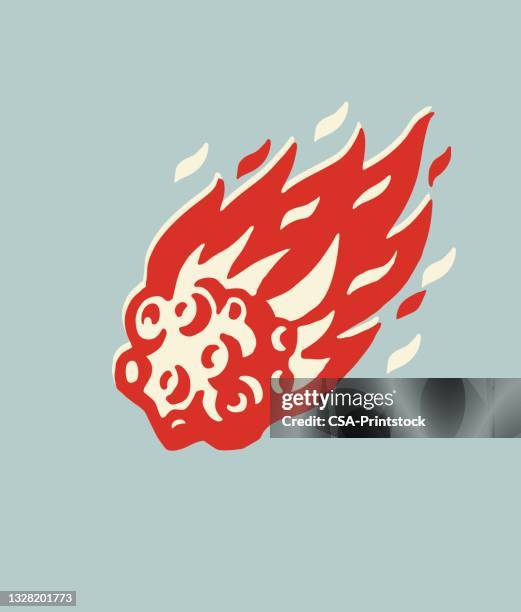 ilustrações de stock, clip art, desenhos animados e ícones de flaming rock - bola de fogo