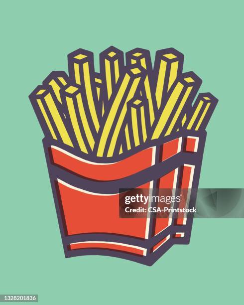 stockillustraties, clipart, cartoons en iconen met french fries - gebakken in de pan