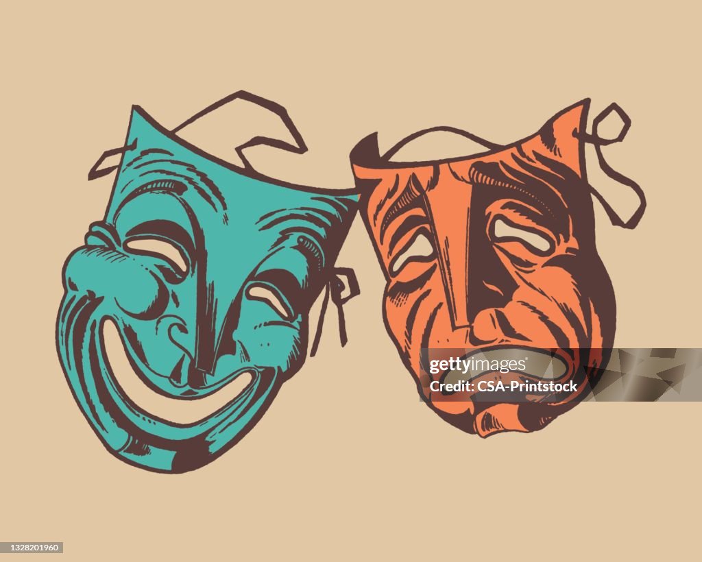 Two theater masks, comedy and drama symbol