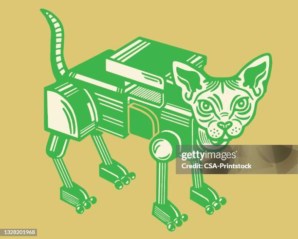 katze roboter - animal robot stock-grafiken, -clipart, -cartoons und -symbole