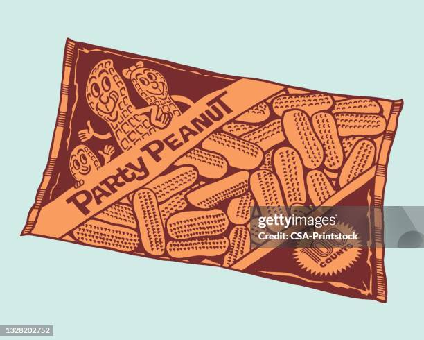 illustration of bag of peanuts - bag of nuts stock illustrations