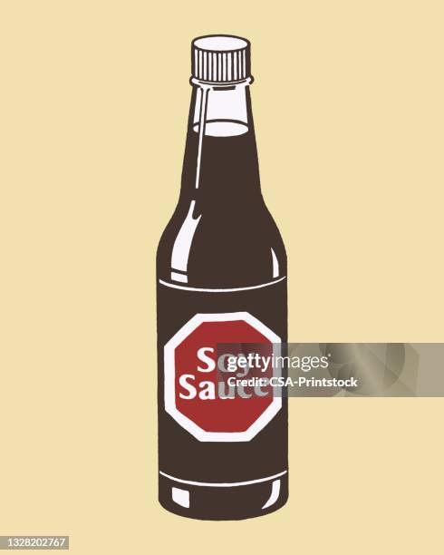 illustrations, cliparts, dessins animés et icônes de illustration d’une bouteille de sauce soja - sauce au soja