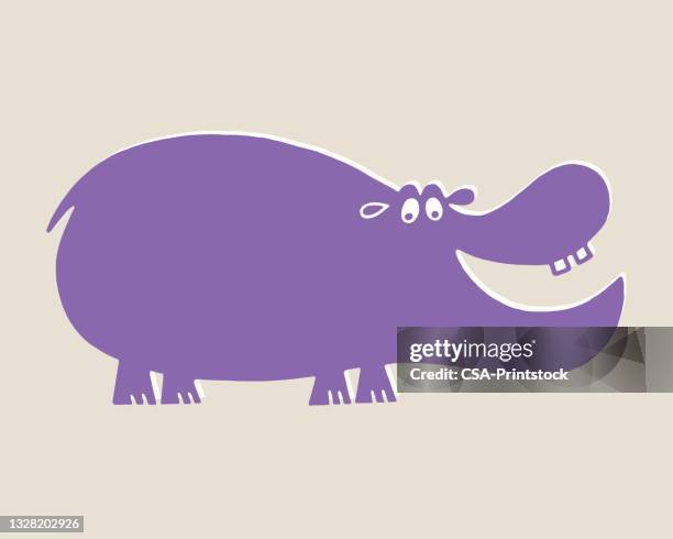 ilustrações de stock, clip art, desenhos animados e ícones de illustration of smiling cartoon hippopotamus - hippopotamus