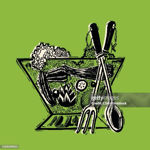 illustration of salad - salad bowl stock illustrations