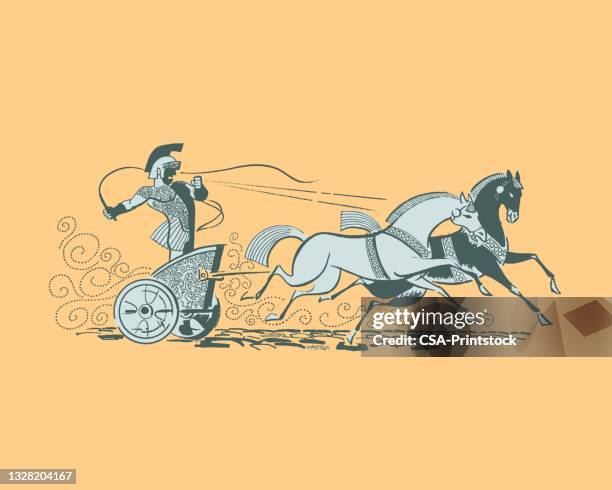 stockillustraties, clipart, cartoons en iconen met illustration of ancient roman chariot - chariot